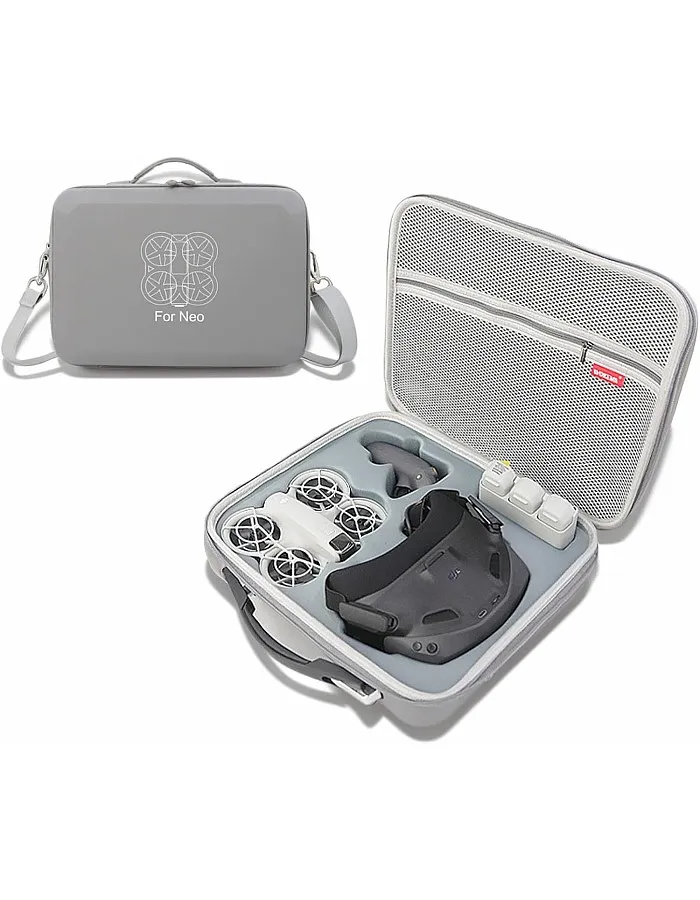 حقيبة حمل صلبة لدي جيه اي نيو فلاي مور كومبو من فلوزاتاس، نظارات درون N3، ملحقات وحدة التحكم عن بعد موشن 3 (رمادي)