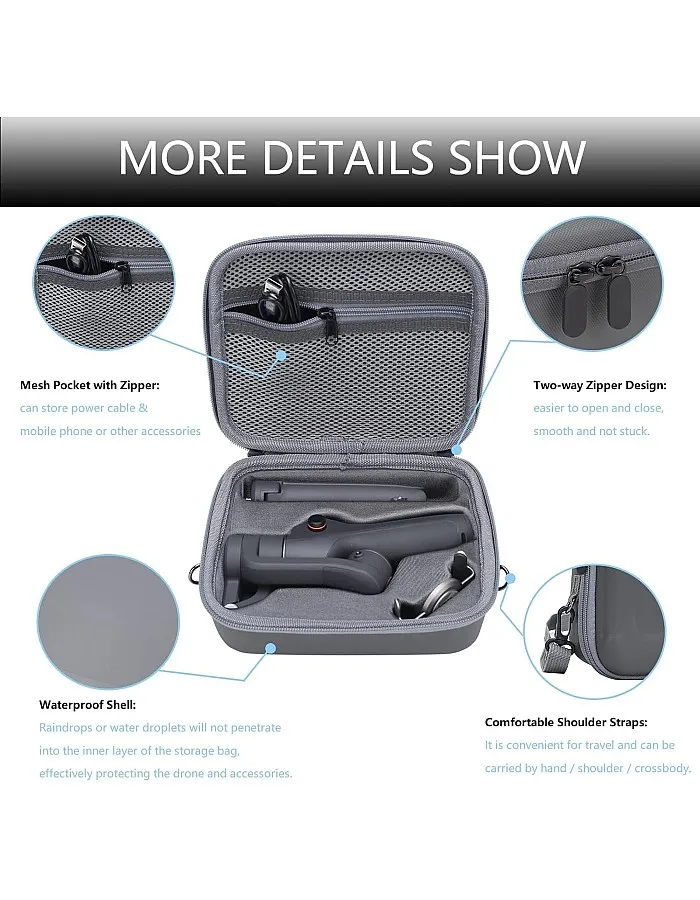 NALACAL Travel Case for DJI OM 6 - Portable Storage Bag, Hardshell Carrying Case Fits DJI Osmo Mobile 6 Smartphone Gimbal Stabilizer and Accessories, Waterproof and Durable (Grey)