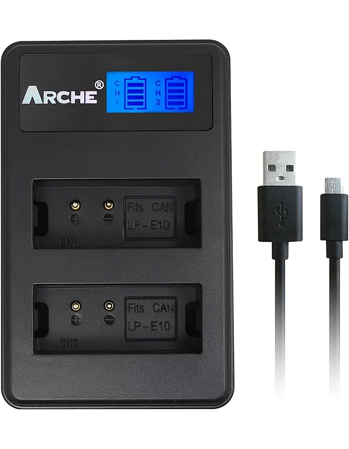 ARCHE Lp-E10 Lpe10 Lcd Dual Usb Charger For [Canon Eos 1100D 1200D 1300D 2000D Kiss X50 Kiss X70 Rebel T3 Rebel T5 Rebel T6 Rebel T7]