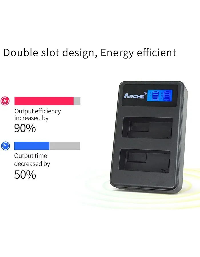 ARCHE Lp-E10 Lpe10 Lcd Dual Usb Charger For [Canon Eos 1100D 1200D 1300D 2000D Kiss X50 Kiss X70 Rebel T3 Rebel T5 Rebel T6 Rebel T7]