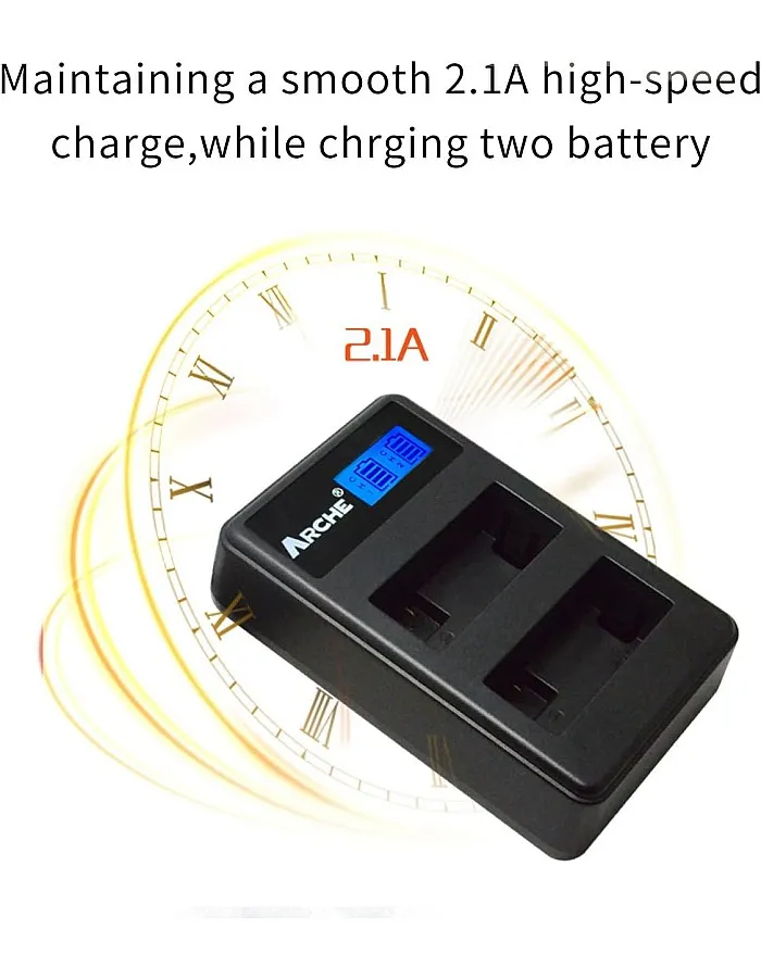 ARCHE Lp-E10 Lpe10 Lcd Dual Usb Charger For [Canon Eos 1100D 1200D 1300D 2000D Kiss X50 Kiss X70 Rebel T3 Rebel T5 Rebel T6 Rebel T7]