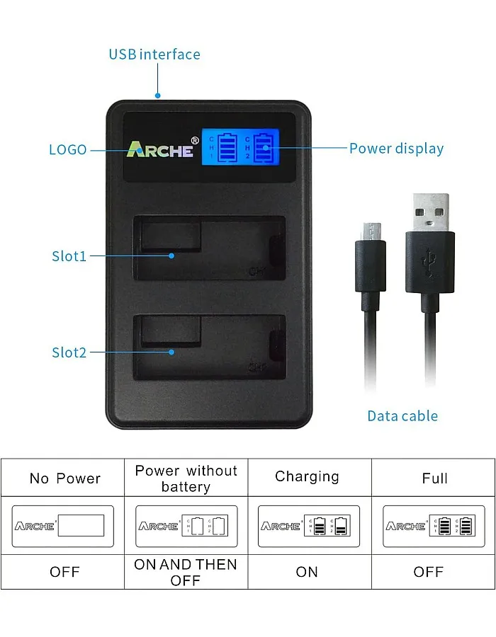ARCHE Lp-E10 Lpe10 Lcd Dual Usb Charger For [Canon Eos 1100D 1200D 1300D 2000D Kiss X50 Kiss X70 Rebel T3 Rebel T5 Rebel T6 Rebel T7]