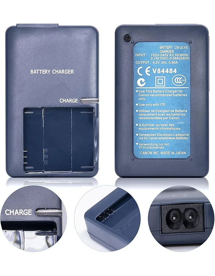 CB-2LVE Charger for Canon NB-4L Battery: Compatible CB-2LV Canon Powershot SD30 SD40 SD200 SD300 SD400 SD430 SD450 SD600 SD630 SD750 TX1 ELPH 100 HS IXUS 30 40 50 55 60 65 70 75 80 100 110 120 130 230