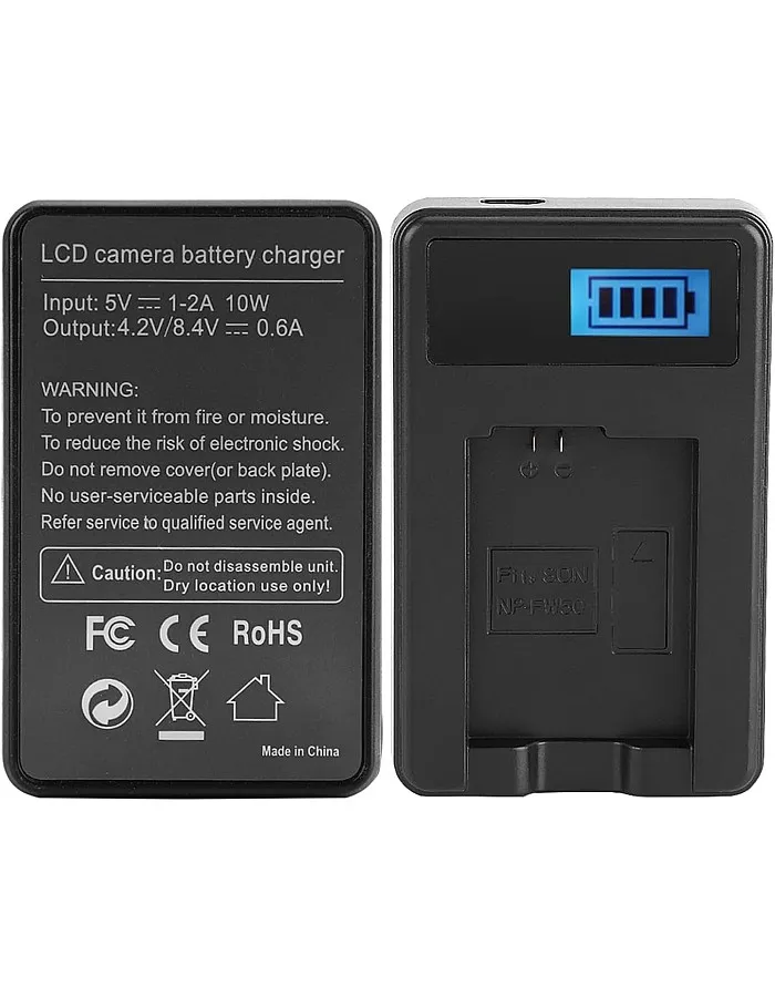 Goshyda NP-FW50 Camera Battery, LCD Single Charger, for Sony Alpha A6000 A6300 A6500 A7r A7, 600mAh Replacement Batteries