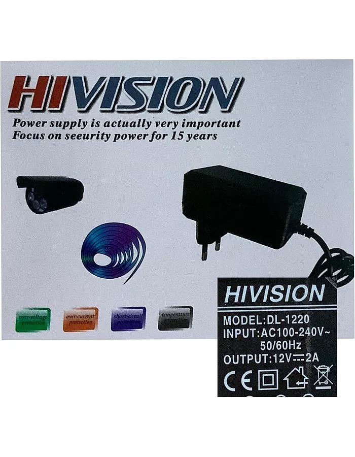 Hivision DL-1220 Power Adapter:12V 2A Universal Charger for Various Electronic Devices Smart Protection Shield for Devices
