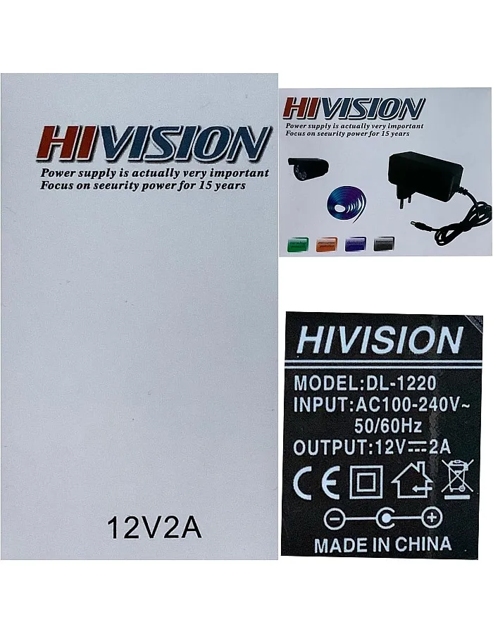 Hivision DL-1220 Power Adapter:12V 2A Universal Charger for Various Electronic Devices Smart Protection Shield for Devices