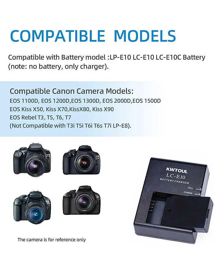 LP-E10 Battery Charger LC-E10C LC-E10 LC-E10E Charger Compatible with Canon EOS Rebel T7,T6,T5,T3,T100,EOS 4000D,3000D,2000D,1500D,1300D,1200D,1100D ,Kiss X5 0,X70,X80,X90