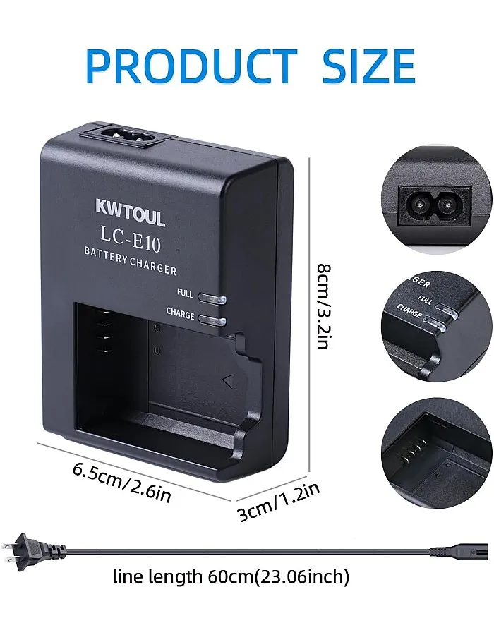 LP-E10 Battery Charger LC-E10C LC-E10 LC-E10E Charger Compatible with Canon EOS Rebel T7,T6,T5,T3,T100,EOS 4000D,3000D,2000D,1500D,1300D,1200D,1100D ,Kiss X5 0,X70,X80,X90