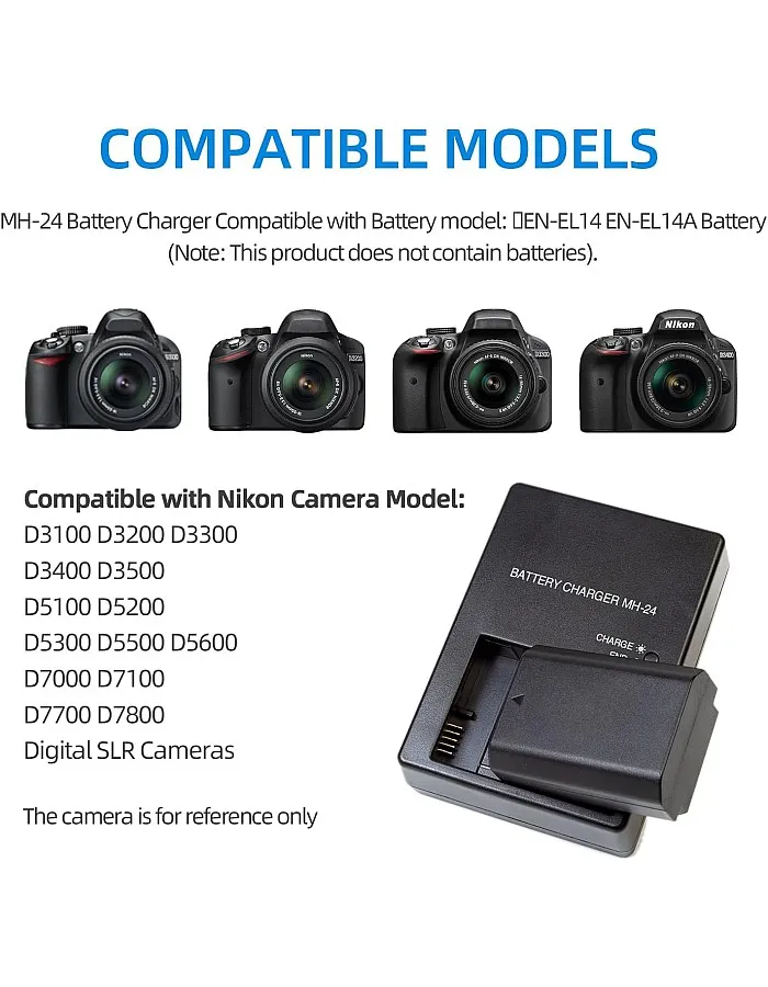 Replacement Charger EN-EL14 EN-EL14 Battery Charger MH-24 Compatible with Nikon D5100 D5200 D5300 D5500 D5600 D3100 D3200 D3300 D3400 D3500 P7100 P700 0000 P7800 cm