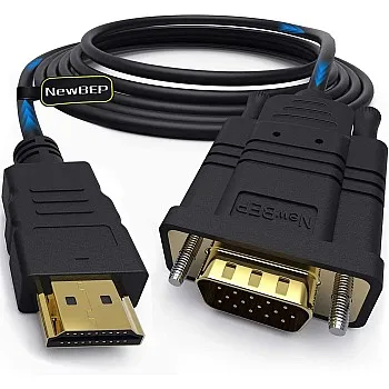 New BEP HDMI to VGA Adapter Cable, 6ft/1.8m Gold-plated 1080P HDMI Male to VGA Male Active Video Converter Cord Support Notebook PC DVD Player Laptop TV Projector Monitor Etc - Black