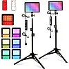 LED RGB Video Lights Photography Lighting with Adjustable Tripod Stand Accessories for Video Recording＆Live Streaming(YouTube, Instagram, TIK Tok) Compatible with Phones, Cameras and Webcams 2-Pack