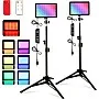 LED RGB Video Lights Photography Lighting with Adjustable Tripod Stand Accessories for Video Recording＆Live Streaming(YouTube, Instagram, TIK Tok) Compatible with Phones, Cameras and Webcams 2-Pack
