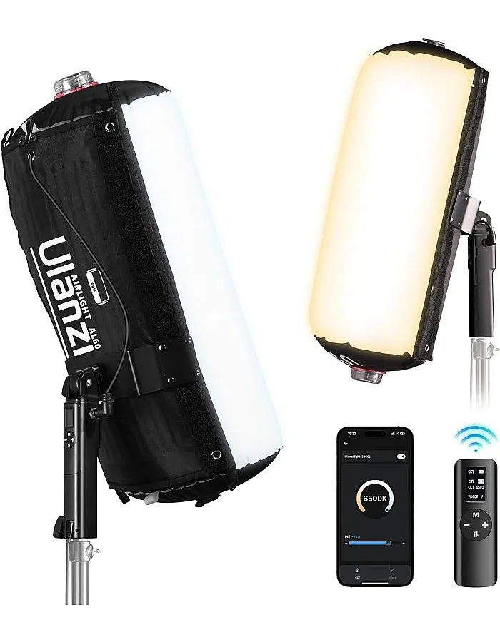 ULANZI AL60 Portable Air Tube Light, 68W Bi-Colour LED, 2700-6500K, CRI 95+, Video Light, Type-C Rechargeable, Inflatable LED Tube for Professional Videos & Photography