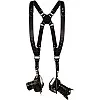 GenPro Black S002 Genuine Leather Dual Camera Strap: Carry Two Cameras in Style and Comfort