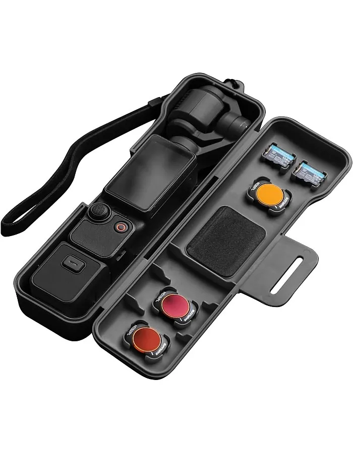 Travel Waterproof Case for Dji Osmo Pocket 3 Creator Combo Accessories, with 3 Magnetic Cpl/Nd Filter Storage Slots and 2 Storage Card Slots, with Wrist Strap (Black)