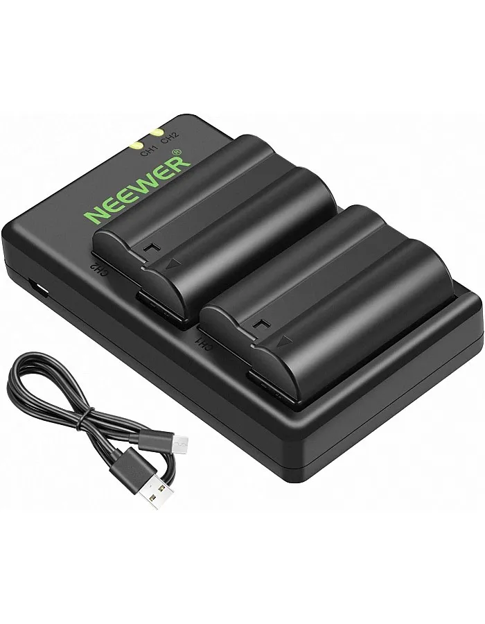 NEEWER EN-EL15 Battery Charger Kit Compatible with Nikon Z5, Z6, Z6 II, Z7, Z7II, D780, D850, D7500, 1V1, D500, D750, D800, D7000, D7100, D7200 (2 Pieces, 2100 mAh).), not compatible with Z. 8 UK