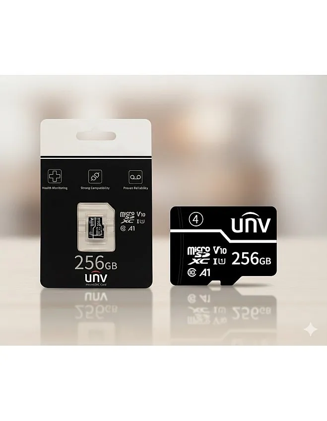 256GB UNV MicroSD TF A1 Continuous Use 24/7 Memory Card with Stable and Reliable Performance – Suitable for Smartphones and Security Cameras – TF-256G-T-C
