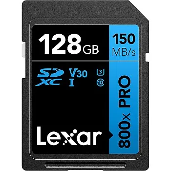 Lexar 128GB High-Performance 800x PRO SDXC UHS-I Memory Card, C10, U3, V30, 4K UHD Video, Up to 150MB/s Read, for Point-and-Shoot & Mid-Range DSLR Cameras, HD Camcorders (LSD0800P128G-BNNNU)
