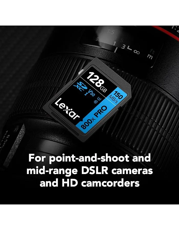 Lexar 128GB High-Performance 800x PRO SDXC UHS-I Memory Card, C10, U3, V30, 4K UHD Video, Up to 150MB/s Read, for Point-and-Shoot & Mid-Range DSLR Cameras, HD Camcorders (LSD0800P128G-BNNNU)