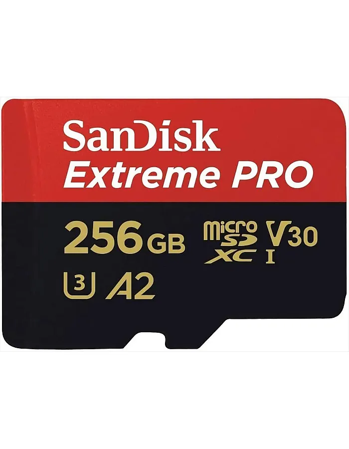 SanDisk microSDXC 256GB Extreme PRO SDSQXCD-256G-GN6MA R: 200MB/s W: 140MB/s UHS-I U3 V30 4K Ultra HD A2 Compatible with SD Adapter Included