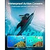 4K 60FPS Action Camara - Waterproof Camera with 64G SD Card 48MP HD WIFI Camera with EIS 40M Underwater Camera Wide Angle Sports Camera with 2*1350 mAh Batteries Helmet Mount Accessories Kits