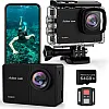 4K 60FPS Action Camara - Waterproof Camera with 64G SD Card 48MP HD WIFI Camera with EIS 40M Underwater Camera Wide Angle Sports Camera with 2*1350 mAh Batteries Helmet Mount Accessories Kits