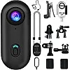 4K Wearable Mini Sports Camera with Magnetic Mount–Compact Action Camera-120-Minute Battery Life Wi-Fi, IPX7 Waterproof Encoding 360°Clip One-Tap Recording for Cycling,Motorbiking,Hiking,Vlogging (B)