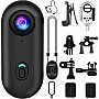 4K Wearable Mini Sports Camera with Magnetic Mount–Compact Action Camera-120-Minute Battery Life Wi-Fi, IPX7 Waterproof Encoding 360°Clip One-Tap Recording for Cycling,Motorbiking,Hiking,Vlogging (B)