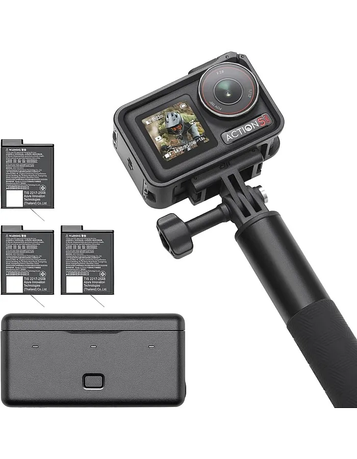 DJI Osmo Action 5 Pro Pack Adventure: Sports Camera, Sensor 1/1.3", Battery Increased to 12 h with 3 Batteries, Stabilization, 2 OLED Touch Screens, Action Camera for Travel and Vlogs