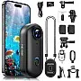 Poat Action Camera, Mini Pov Camera for vlogging, IPX7 Waterproof, Body Camera with 120° Wide Angle, POV Recording for Diving, 10+ Accessories – Helmet Cam for Motorcycle, Cycling (64G-Card)
