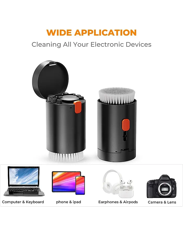 20 in 1 Multifunctional Cleaner Kit for Electronic Devices, Keyboard Cleaning Brush, Headphones Cleaner Kit for AirPods, Multi-Tool for Cleaning Laptop, Keyboard, Earbuds, Camera, Cellphones (Black)