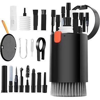 20 in 1 Multifunctional Cleaner Kit for Electronic Devices, Keyboard Cleaning Brush, Headphones Cleaner Kit for AirPods, Multi-Tool for Cleaning Laptop, Keyboard, Earbuds, Camera, Cellphones (Black)