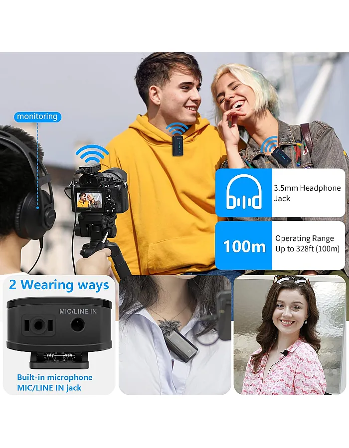 BOYA 2.4GHz Wireless Lavalier Microphone System for Camera Phone DSLR Camcorder Dual Channel Cordless BY-XM6-S2 (2 Transmitters & 1 Receiver)