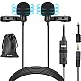 BOYA BY-M1DM Dual Lavalier Microphones, Omnidirectional Condenser Hands Free Clip-on Lapel Mic with a 1/8