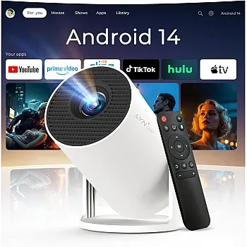 [Built-in Apps & 2025 Upgrade] Smart Projector with Wi-Fi 6 & Bluetooth 5.4, 1080P 4K Full HD, Automatic Keystone Correction 360° Mini Portable Cinema for iOS/Android