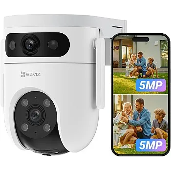 EZVIZ 3K+3K Dual Pan & Tilt WiFi Camera, Outdoor Camera Surveillance with AI Person and Vehicle Detection, Intelligent Tracking, Colour Night Vision and Weatherproof, H9c 5MP