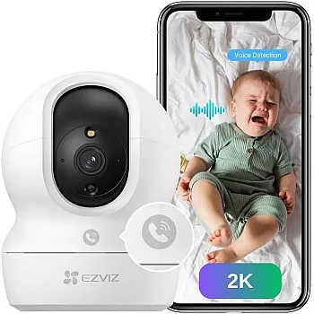 EZVIZ H6c Pro,2K, 3MP [New Generation], WiFi Security Camera, Call Button, Night Vision, Motion Detection, Smart Tracking, Two-Way Audio, Works with Alexa