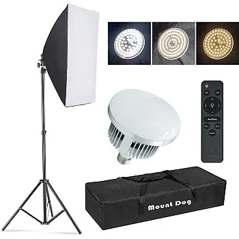 MOUNTDOG 【Upgrade LED】 Softbox Lighting Kit, Photography Studio Light with 19.7