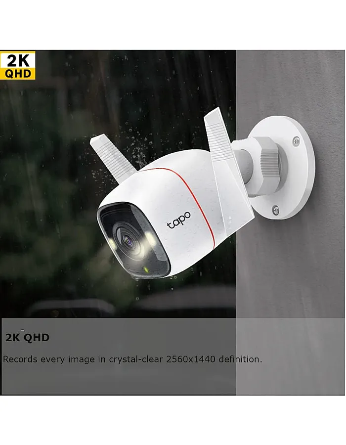 Tapo C320WS 2K QHD Wireless & Wired Security Camera Outdoor, IP66, Person/Vehicle Detection, Starlight Colour Night Vision, Cloud and Local Storage, Works With Alexa and Google, No Monthly Fee