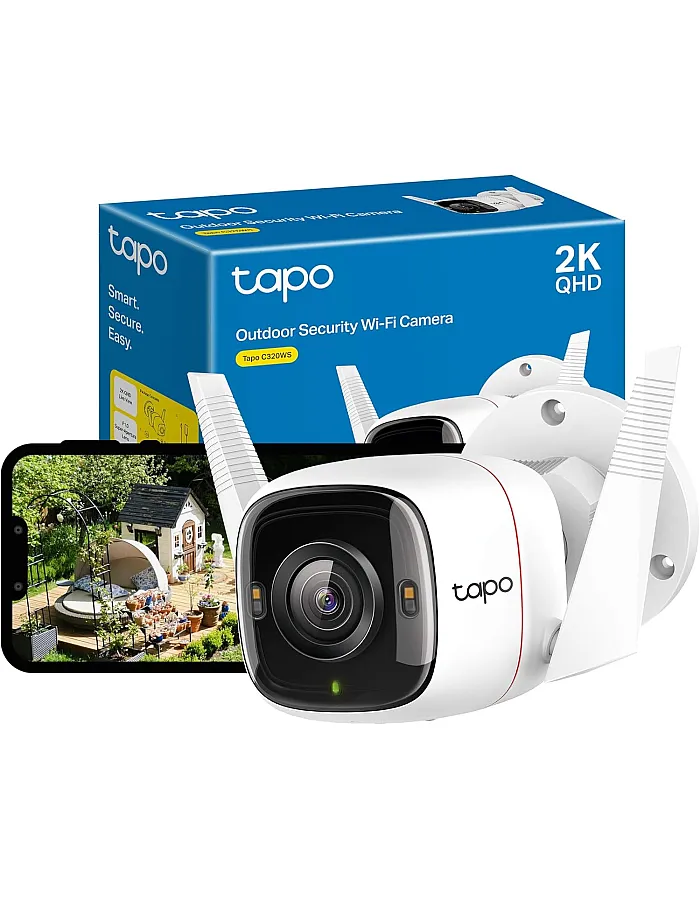 Tapo C320WS 2K QHD Wireless & Wired Security Camera Outdoor, IP66, Person/Vehicle Detection, Starlight Colour Night Vision, Cloud and Local Storage, Works With Alexa and Google, No Monthly Fee