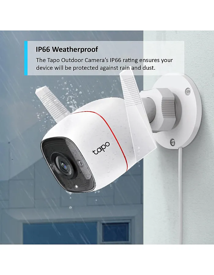 Tapo C320WS 2K QHD Wireless & Wired Security Camera Outdoor, IP66, Person/Vehicle Detection, Starlight Colour Night Vision, Cloud and Local Storage, Works With Alexa and Google, No Monthly Fee