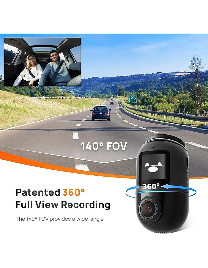 70mai Omni Dashcam, Patented 360° Full View Rotatable Design with HDR Imaging, 24H AI Motion Detection, Parking Surveillance, Inbuilt GPS Logger, Expanded ADAS, Voice Control 60 FPS (128GB)