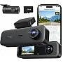 70mai T800E 3 Channel Dash Cam Front Rear + Inside, 4K+1080P+1080P Car Dash Camera with Free 64GB, GPS, Wi-Fi 6, Voice Control, 24/7 Parking, Night Vision, Loop Recording, Supercapacitor Support 512GB