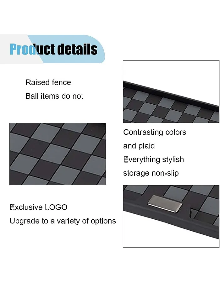 Car Dashboard Non Slip Mat, 11.06'' x 5.98'' Universal Grid Multi-Functional Sticky Adhesive Pad, Dash Sticky Gripping Mat for Cell Phones, Keys, Sunglasses, Electronic Devices, GPS (Black Gray)