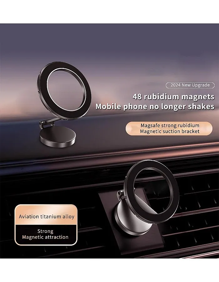 Magnetic Phone Holder, Car Mount Folding & 360° Rotation Magnetic Phone Holder for Car Strong Magnets iPhone Car Mount Hands Phone Holders for Your Car Dash Fits iPhone 15 14 13 Pro Max (Black)