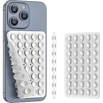 Silicone Suction Phone Case Mount (Compatible iPhone and Android Cellphone case, Hands-Free Phone Accessory Holder for Selfies and Videos) Fidget Toy Gift（White）