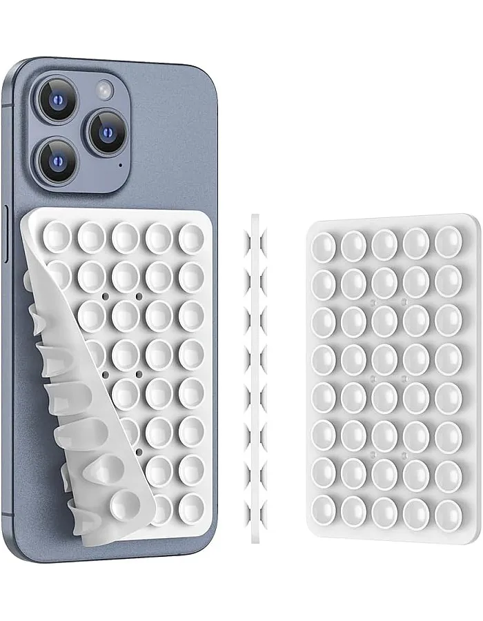 Silicone Suction Phone Case Mount (Compatible iPhone and Android Cellphone case, Hands-Free Phone Accessory Holder for Selfies and Videos) Fidget Toy Gift（White）