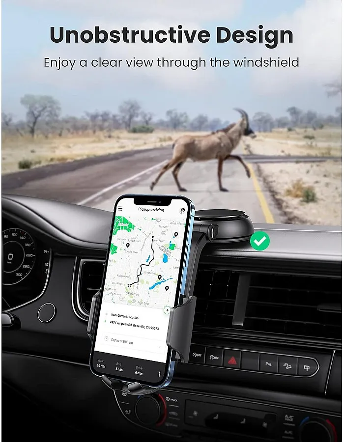 UGREEN Waterfall Shaped Suction Car Phone Mount Black