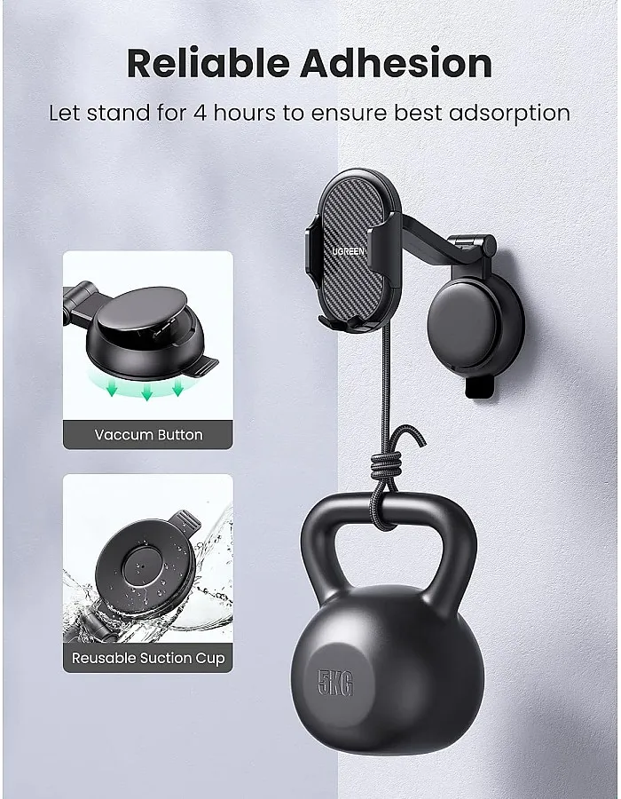 UGREEN Waterfall Shaped Suction Car Phone Mount Black