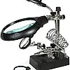 2.5 X 7.5X 10X LED Light Magnifier Helping Hand Auxiliary Clamp Alligator Clip Stand